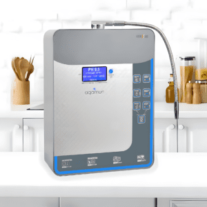 Aqamun V.1.0, a reliable and efficient alkaline water purifier offering advanced ionization technology for improved water quality and better health.