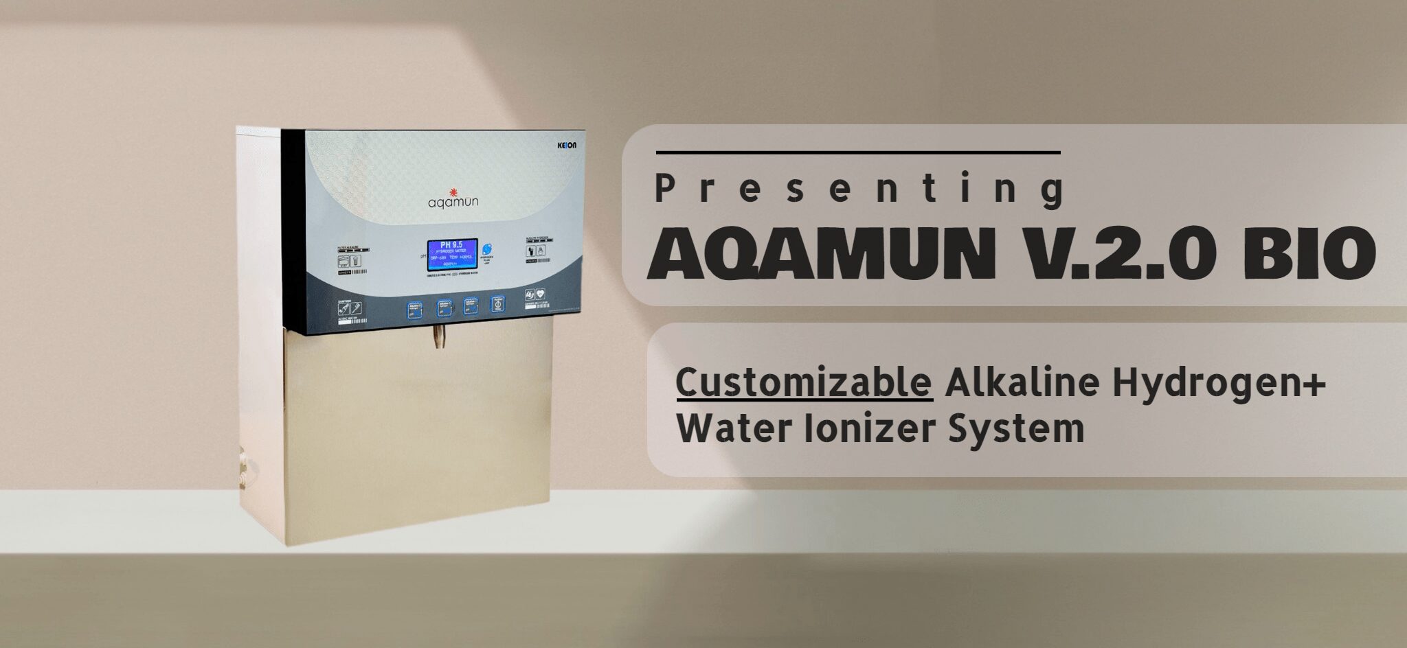 Bio Banner highlighting Aqamun's commitment to sustainable and innovative water purification solutions for healthier living.